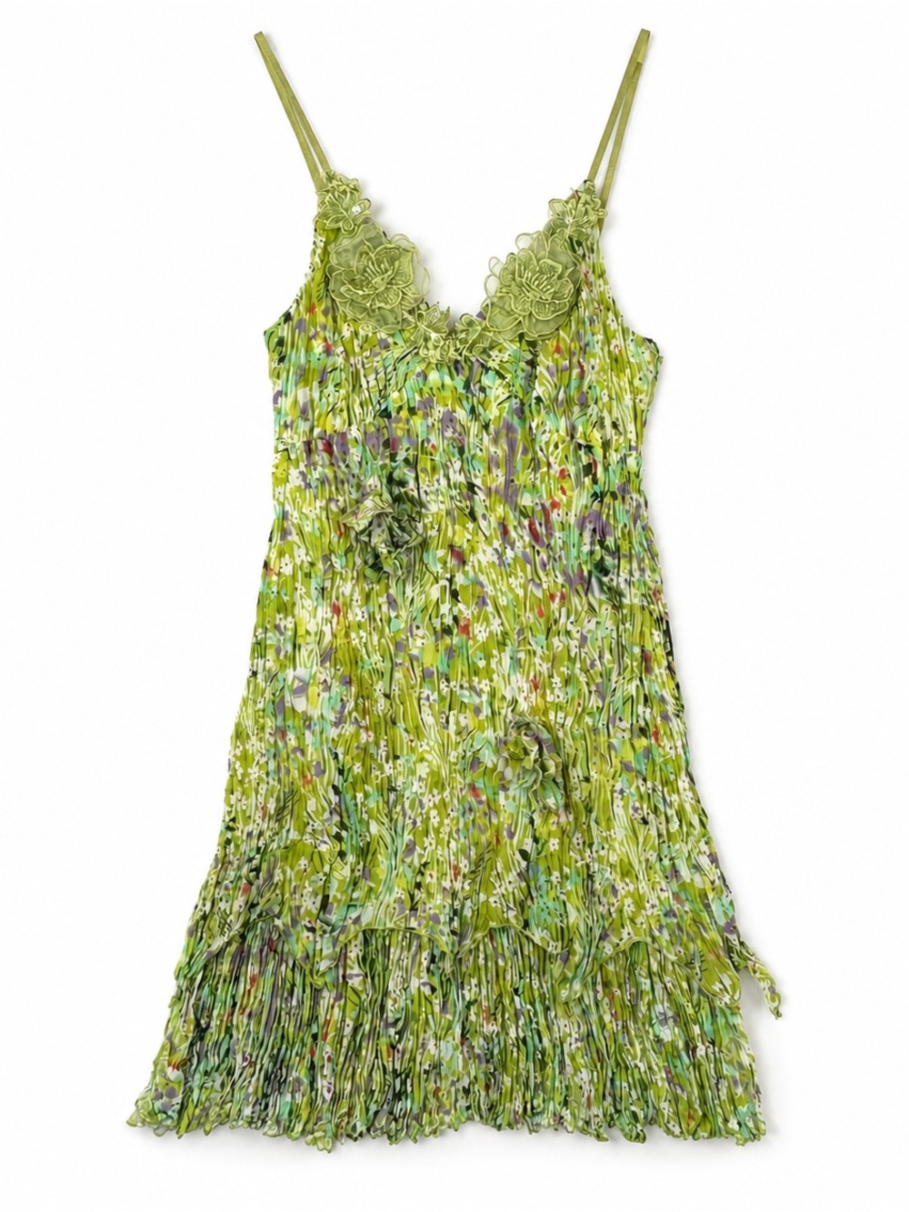 Y2K Carrie Allen Fairycore Crinkle Floral Slip Dress Boho